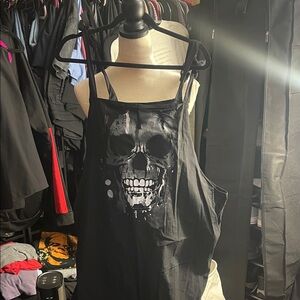 Black Skull Print Jumpsuit